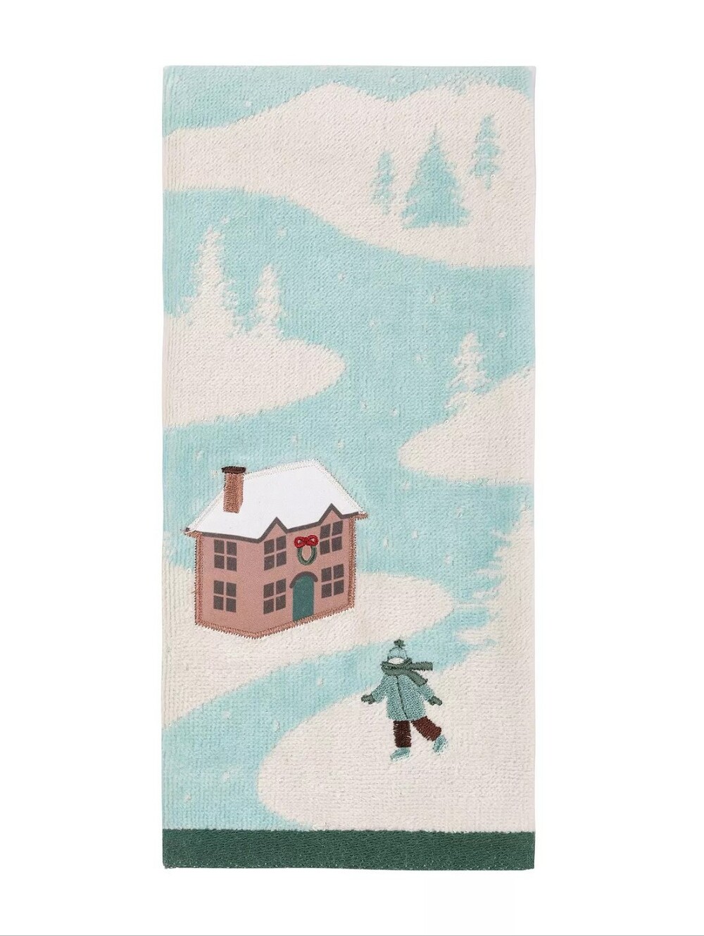 NWT One Christmas Hand Towel 100% Cotton Ice Skating Trees Snow Winter ⛸️❄️🌲